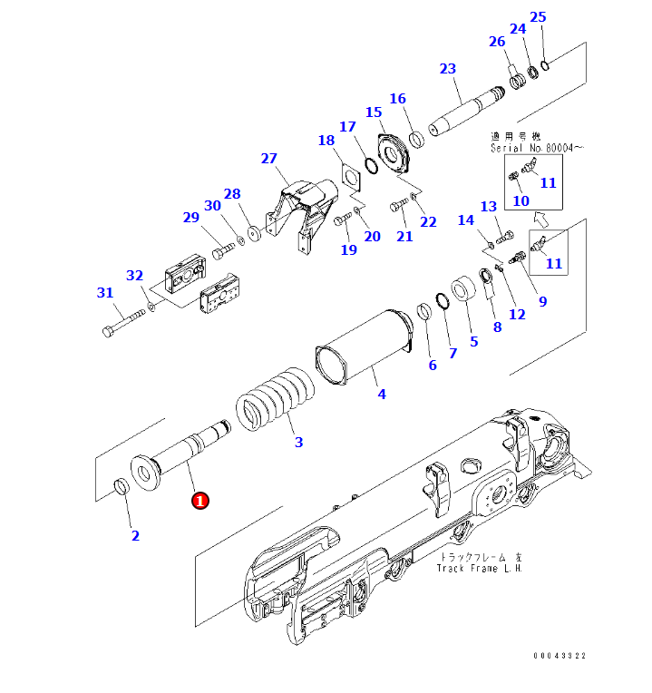 D155AX-6 RECOIL CYLINDER 17A-30-43461, JINING SHANTE SONGZHENG