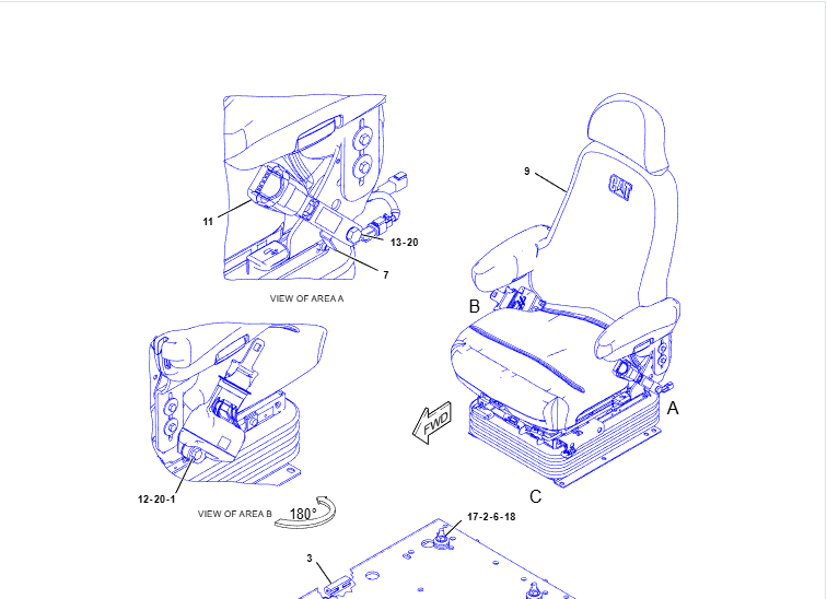 CAT 740B SEAT,347-8766.3478766,4211230,421-1230