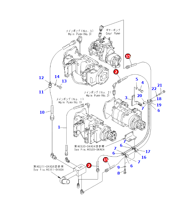 PC1250-8 PUMP PIPING HOSE 21N-62-42450,21N-62-42440,SHANTE SONGZHENG