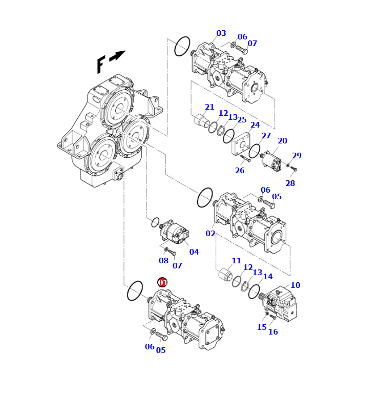 PC3000-6 PUMP ASSY 708-2K-00014,708-2K-00013,708-2K-00015
